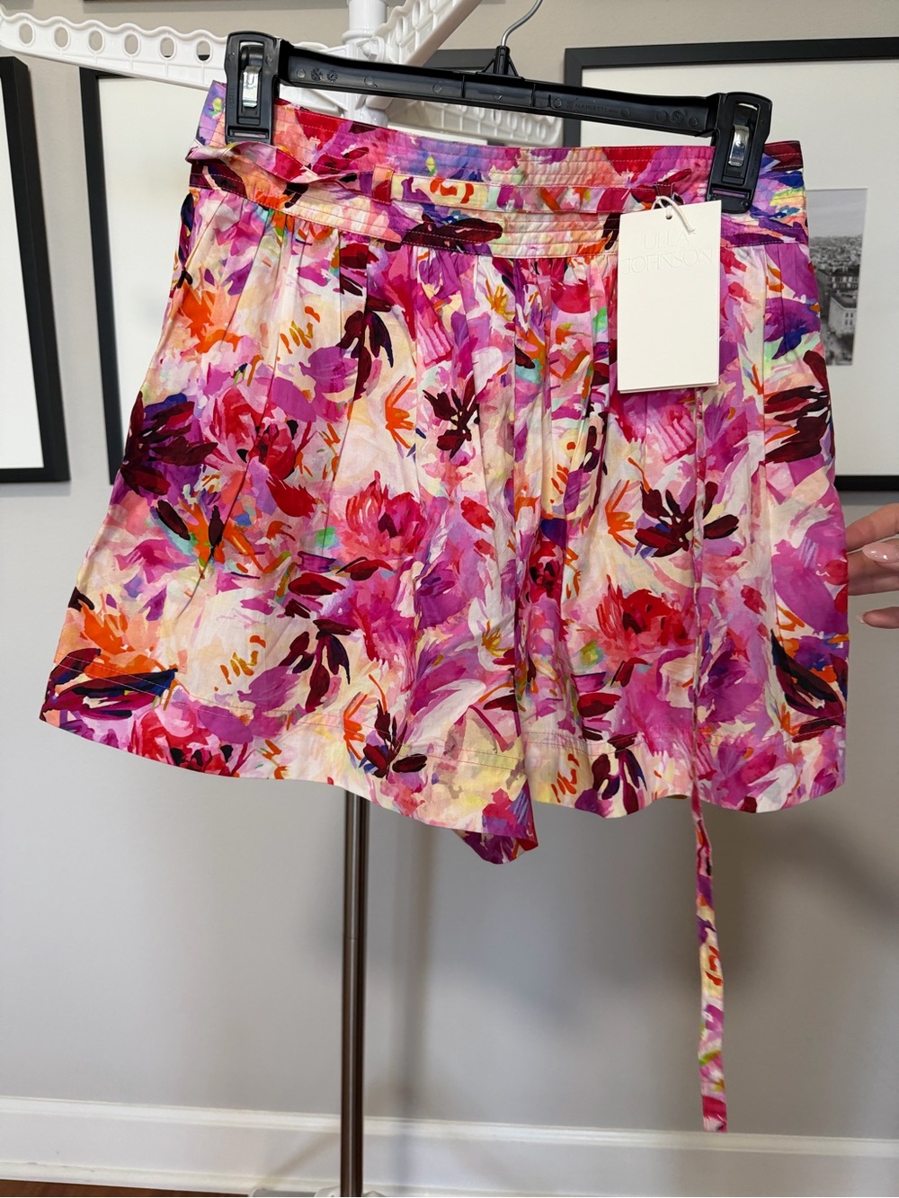 Ulla Johnson Pink Floral Tie-Waist Skort